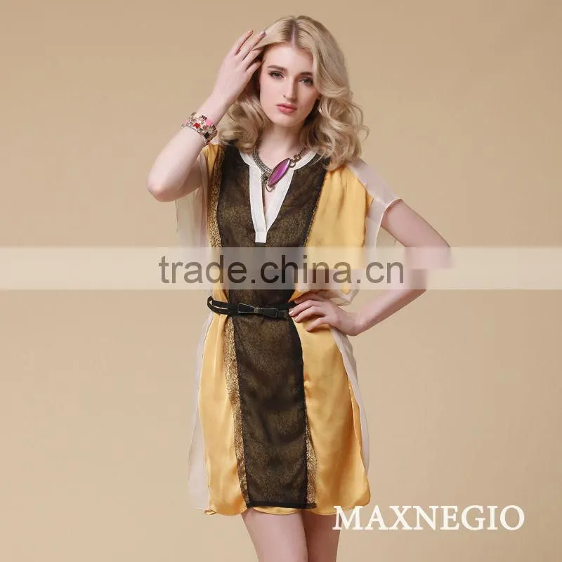 High end clothing loose kaftan silk chiffon dress patterns