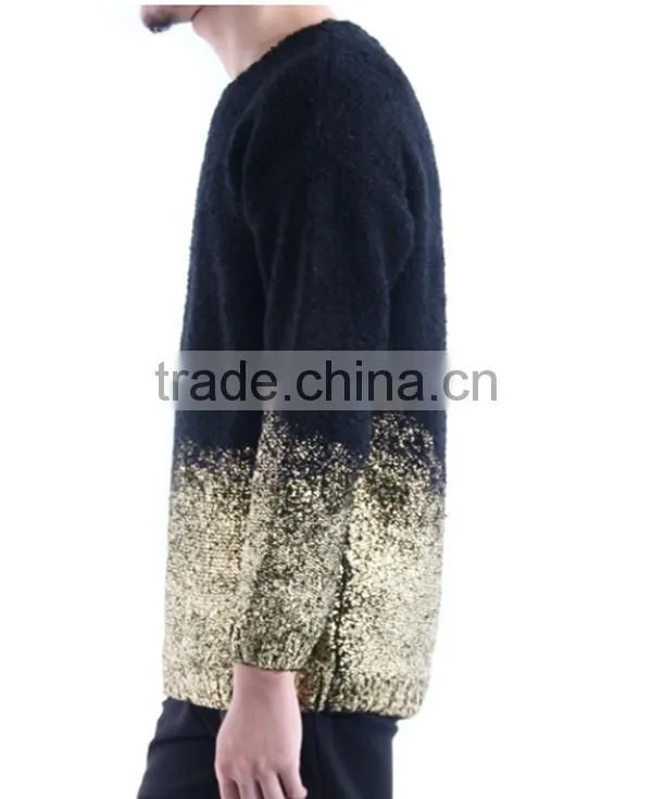 Men's fashion Gold and Silver foil print Pullover Sweater design