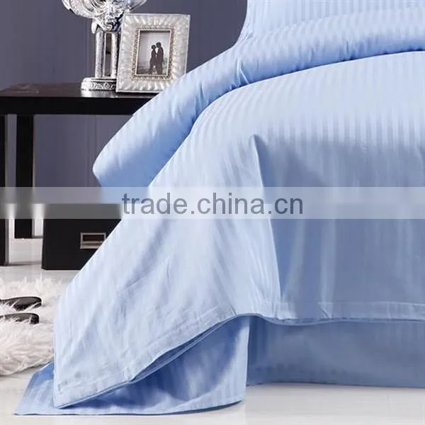 satin stripe fabric, white hotel bed set/bed linen