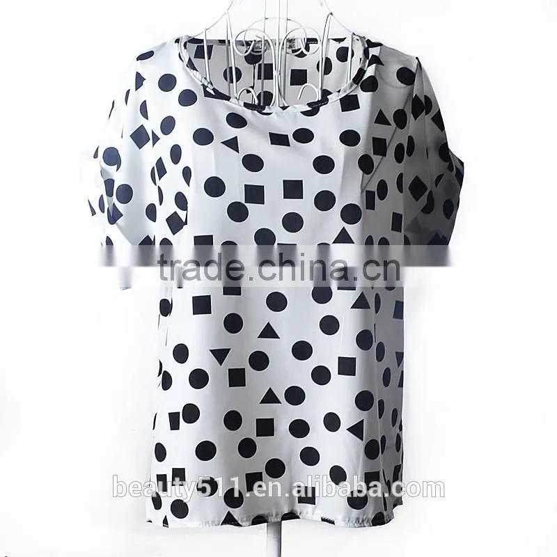 Short sleeved large print chiffon jacket shirt SD103
