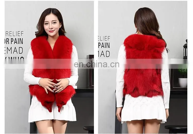 2017 New Fashion Sleeveless Outerwear Real Fox Fur Vest for Women
