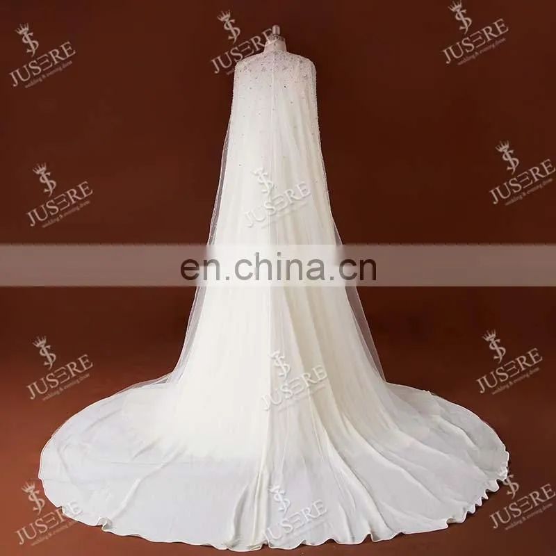 Gorgeous Crystal Beaded Heavily Cape-Style Long Elie Saab Evening Dress 2015