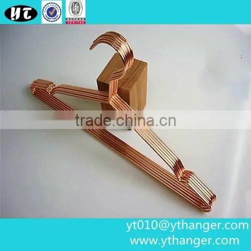 YY440 high quality wide shoulder red copper metal wire clothes hanger shirt hanger