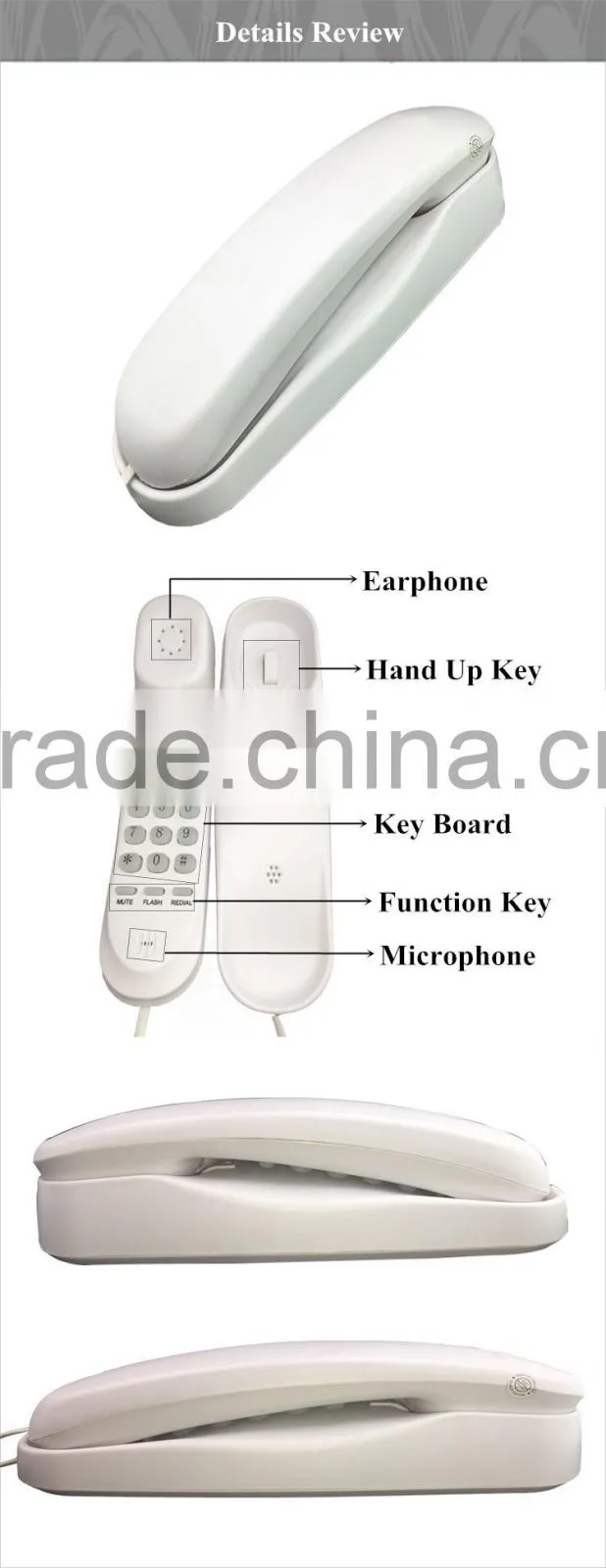 Shenzhen factory trim line slim corded telephone for sale