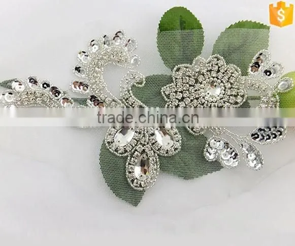 Elegant Rhinestone Applique Patch with Crystal Stones