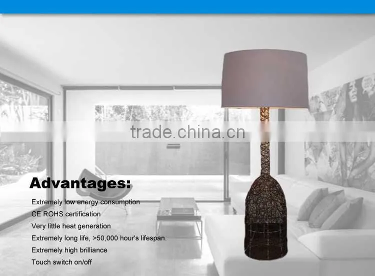2015 big gray hanging rattan floor lamp for home decoration FRN40001