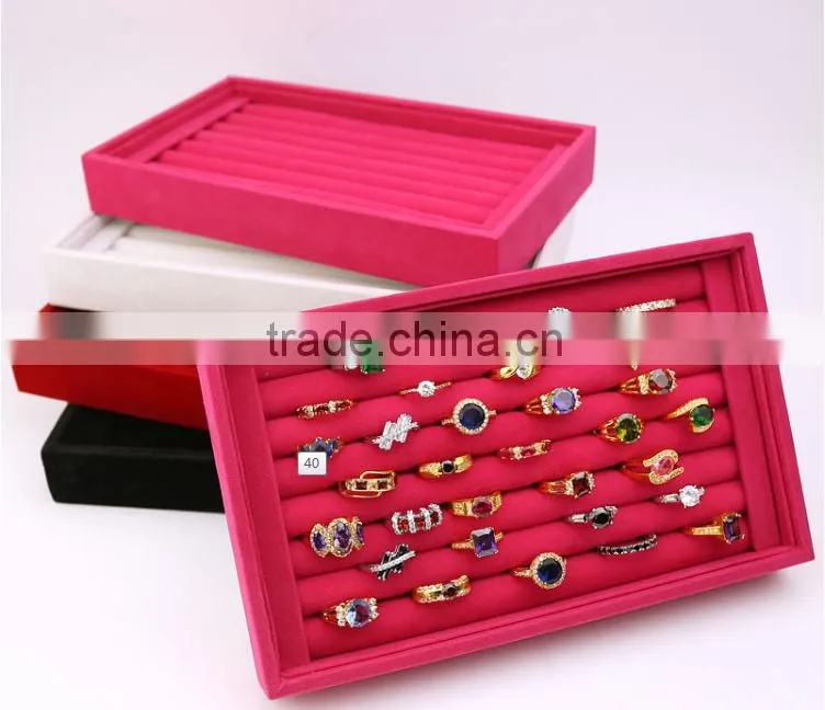 custom color size wooden leather ring tray display made in china promotion S1340