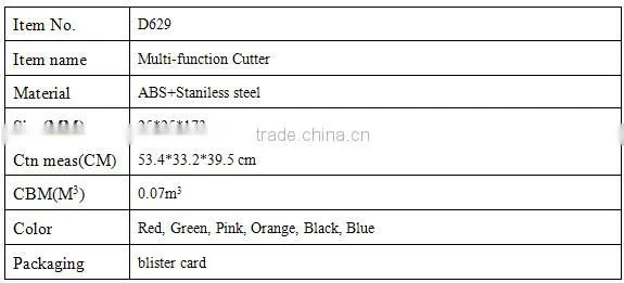 D629 kitchen accessory potato peeler tool cutting cutter stainless steel knife with plastic hander