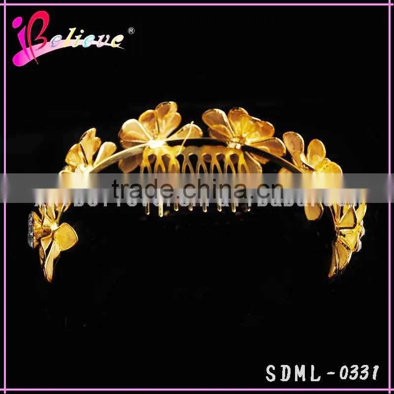 Luxury diamond gold flower headband, flower headband crown, headband for bridal