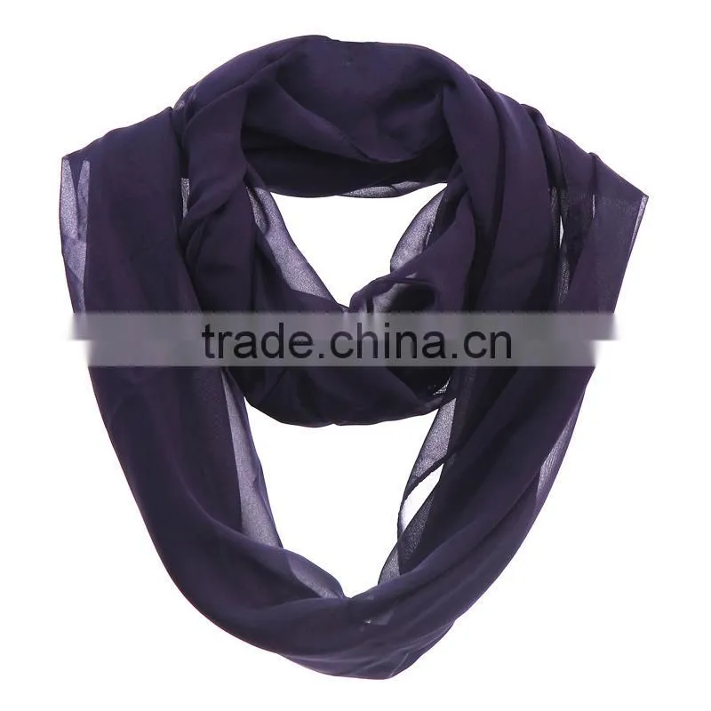 Wholesale Neon Plain Color Infinity Chiffon Circle Loop Scarf
