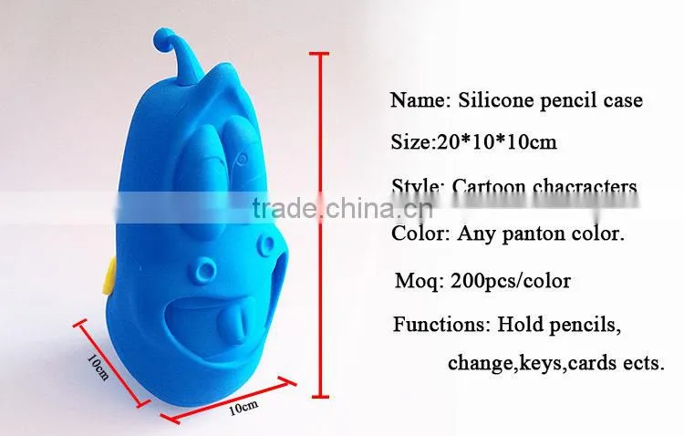 2015 Cartoon Silicone pencil pouches/cute pencil pouch