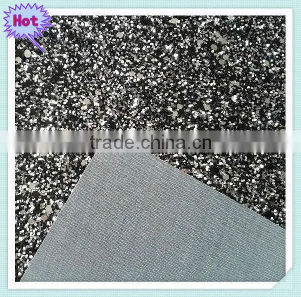 Hot sell cheap glitter net fabric ,cheap glitter leather for walls and shoes