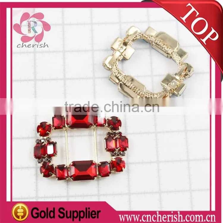 2015 high quatity square shape glass beads satin bow shoe clips