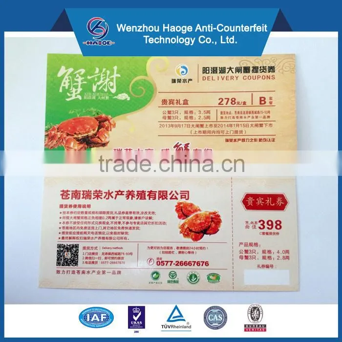 Custom Paper or Paperboard Printing Coupon Tickets,Voucher & Discount coupon