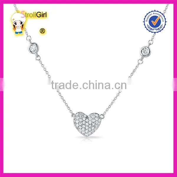 Hot sale CZ stone pave necklace Lovely bowknot pendant necklace 925 sterling silver jewelry