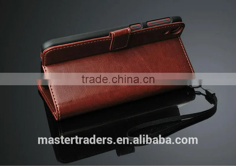 Original Fashion 64 Grain Stand Holder Wallet Flip PU Leather Case For HTC 820 MT-3099