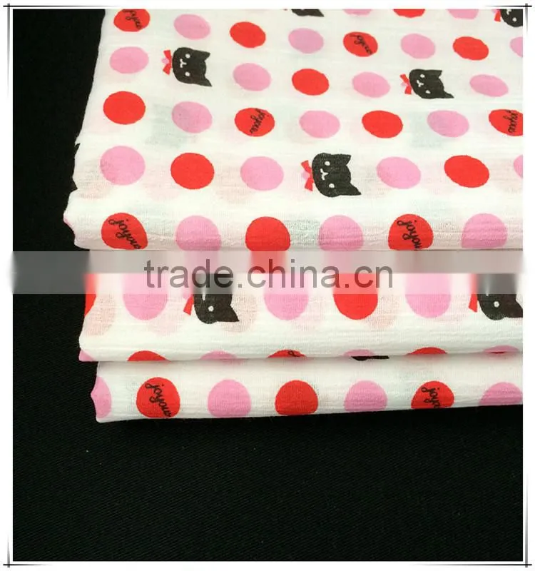 Printed Seersucker Polyester Cotton Rayon Blend Fabric for Women's Clothing