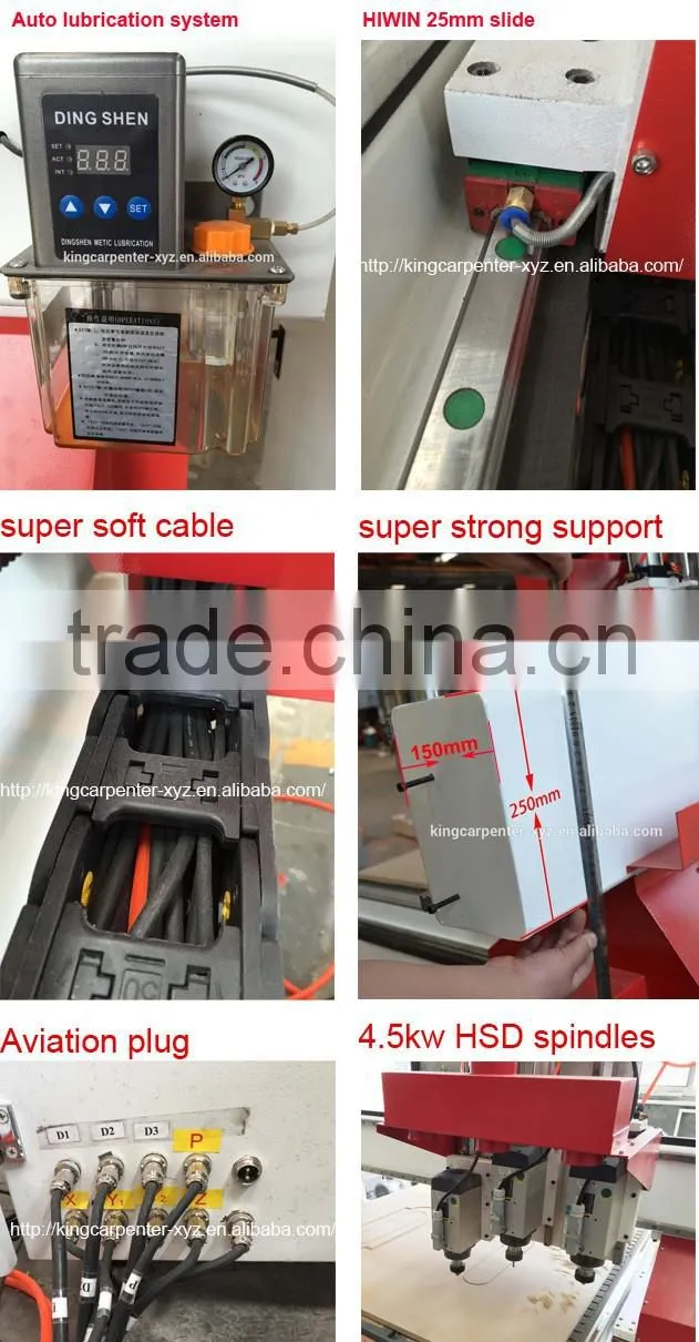 KC1325A-3S China cnc router/cnc router machine/wood router cnc/1325 cnc router with 3 spindles for cabient engraving cnc router