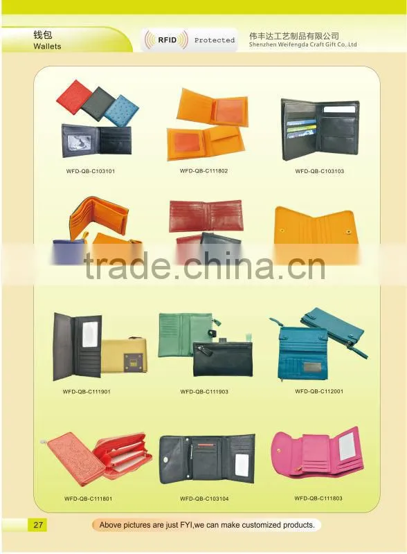 2015 hot new high quality genuine leather rfid wallet with RFID blocking card slots