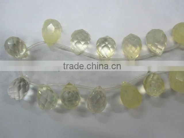 Yellow Quartz faceted teardrops crystal teardrop
