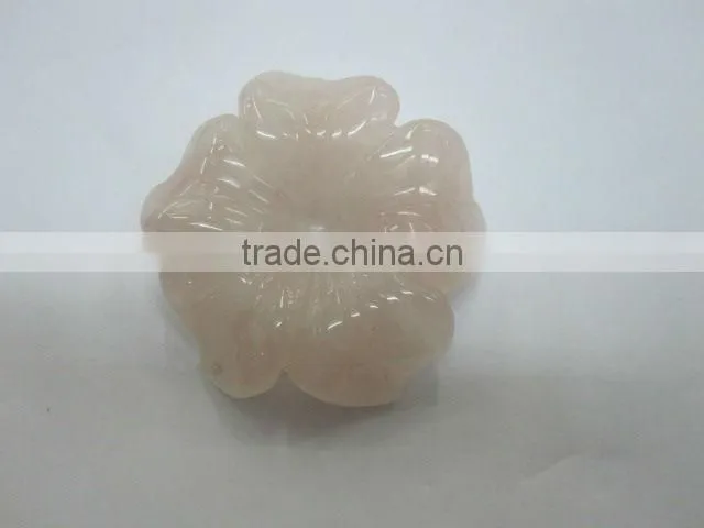 Rose Quartz carved five-petal flower