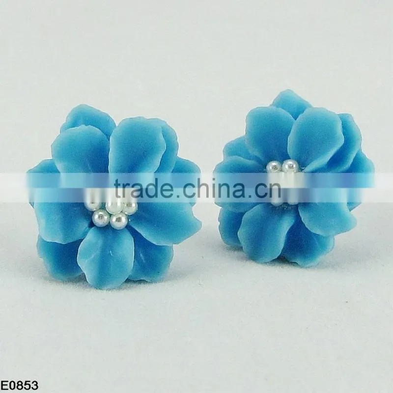 Wholesale coloful folwer ear stud earrings E0853