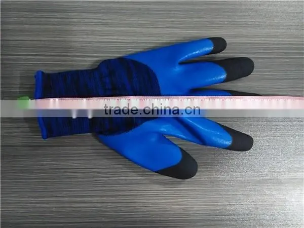 13 gauge 60g foam black/blue rubber coated blue/black nylon work glove