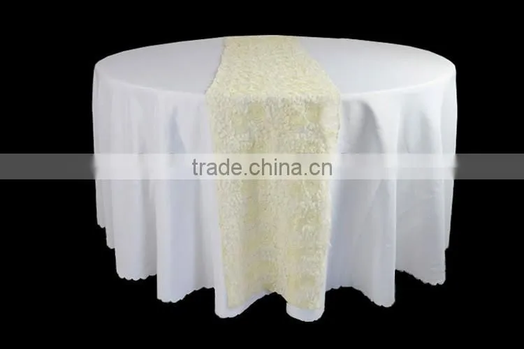 Fancy ivory ribbon chiffon linen table runner size