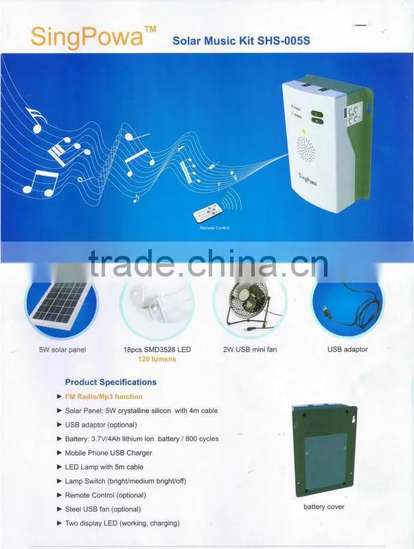 5W portable moving solar lighting system