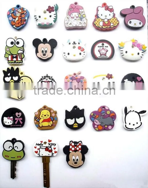 Professional PVC plastic key cap molding Key rings/ key chain