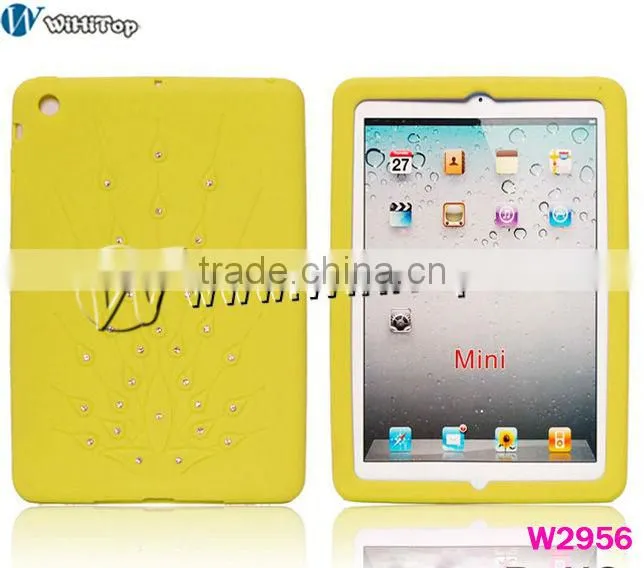 for ipad mini bling hard case,Luxury Bling Peacock Feathers Silicone case