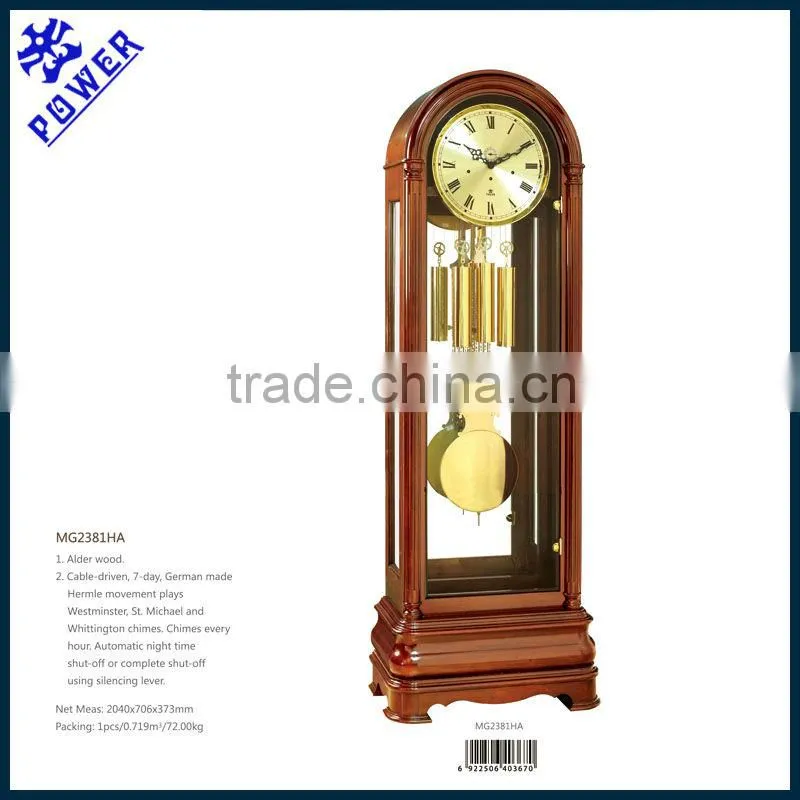 Shiny Grandfather clock for hall decoration Round golden clock face Good quality PW2381HA