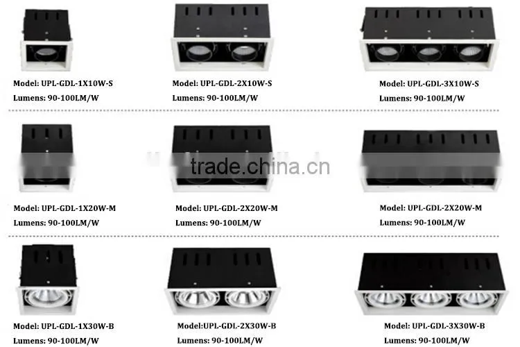 High quality aluminum material,anodic oxidation treatmen,trecessed led cob grille light