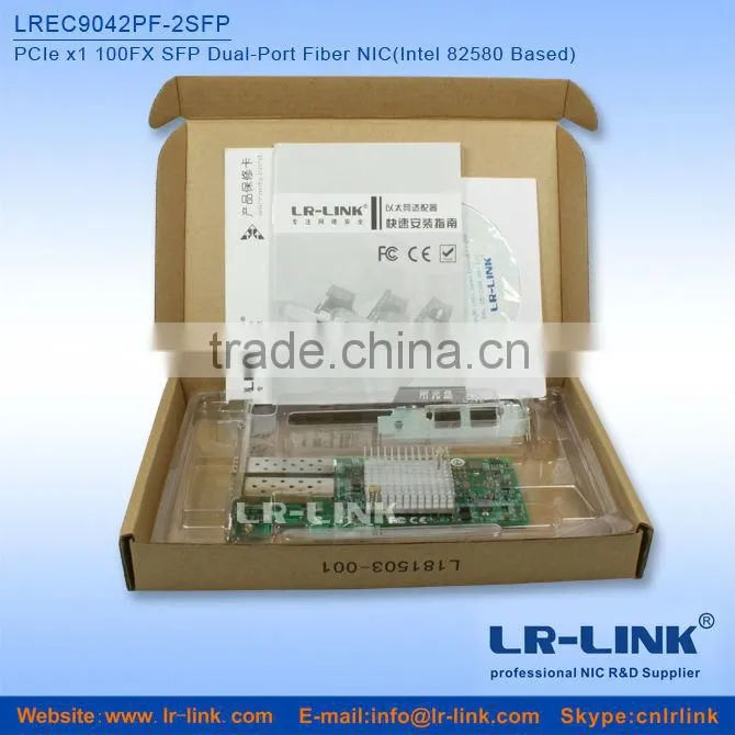 LREC9042PF-2SFP Intel 82580EB PCIe x1 100FX Dual SFP Port Fiber optic LAN Card