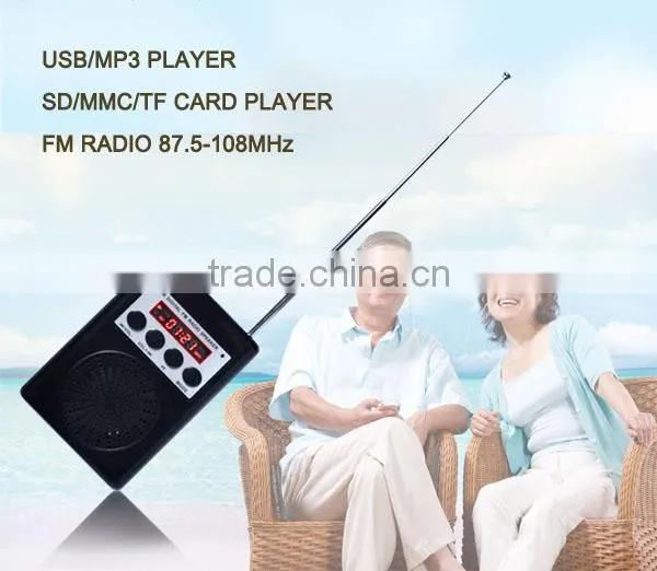 Robot-138 Portable card speaker, speaker with TF/Micro SD card/USB disks, radio fm