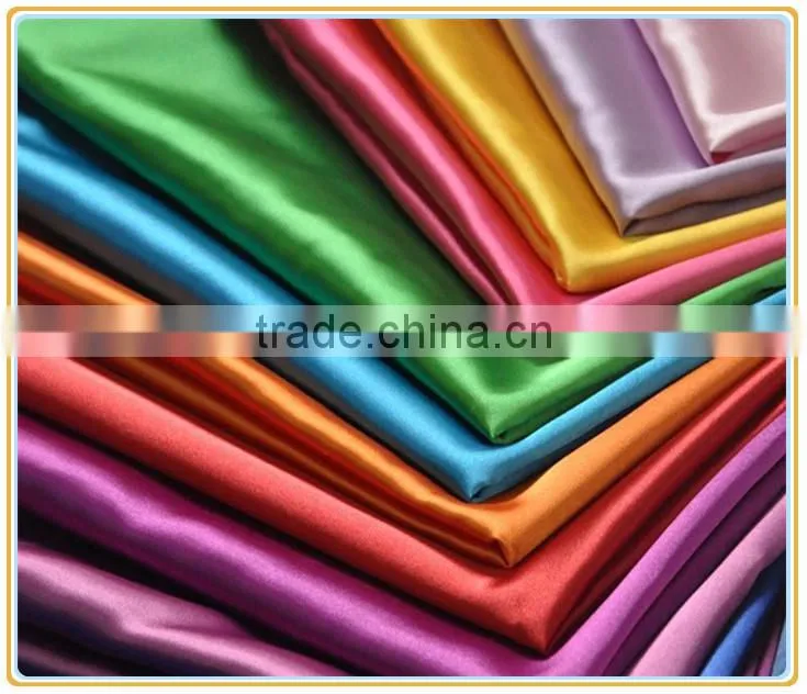 colorful bright 100% polyester thick satin fabric