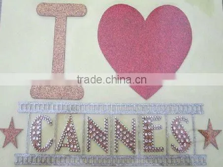 fashinable hat iron on rhinestone glitter