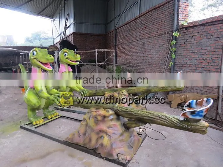 HLT animatronic cartoon dinosaur seesaw for playground