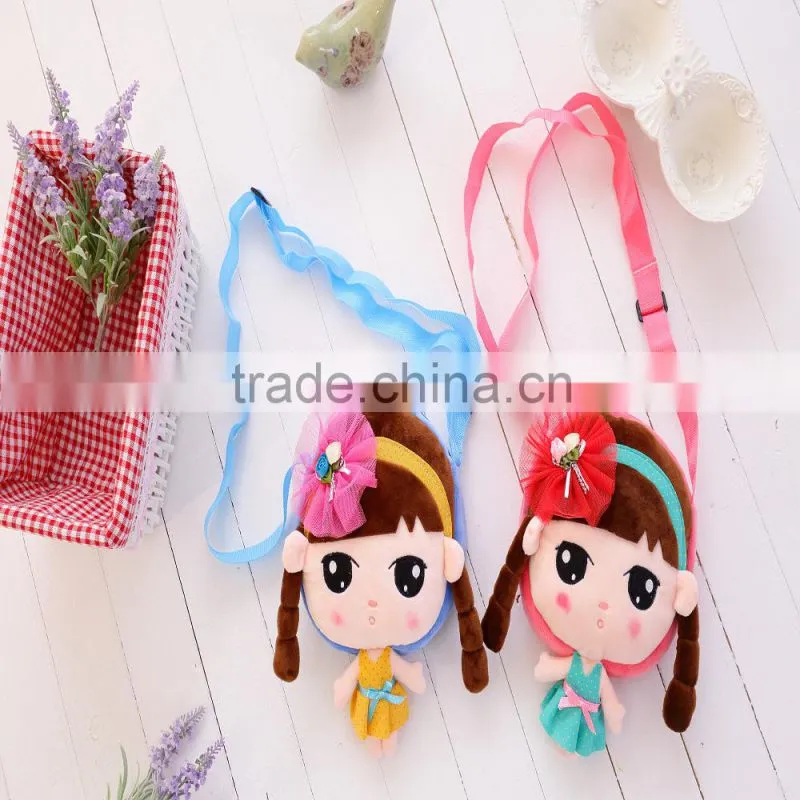 30*20cm beautiful customized blue plush Angel girl doll satchel with matched embroidery cap
