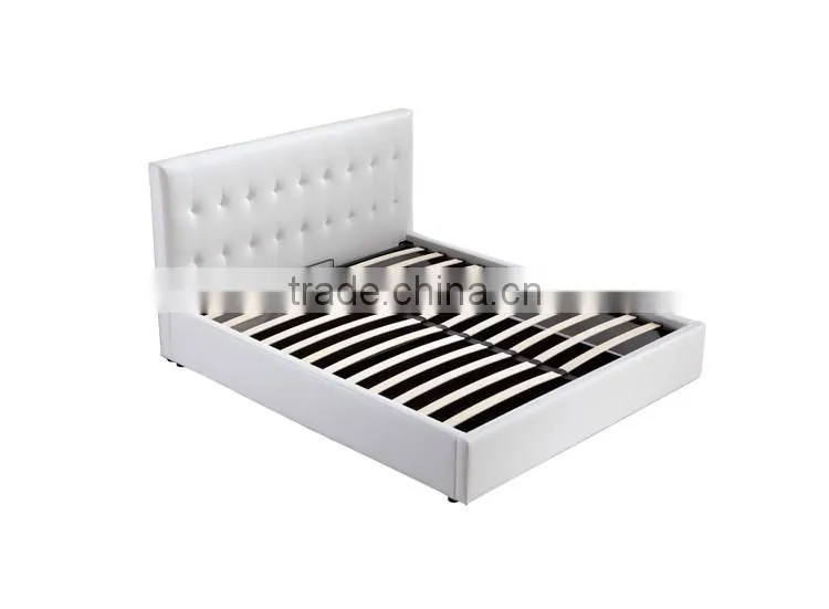 Modern Style Pu Gas Lift Storage Bed In White Color YD02