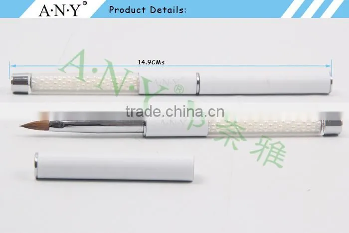 ANY Nail Art Design Care Nylon Hair French Manicure Nail Brush Gold Handle