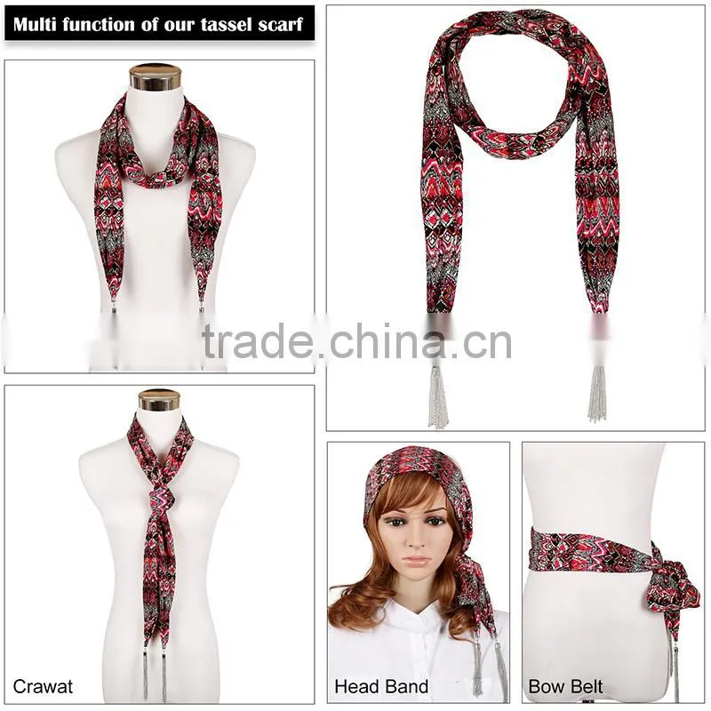 Fashion Women lady retro Bohemian soft frayed scarf