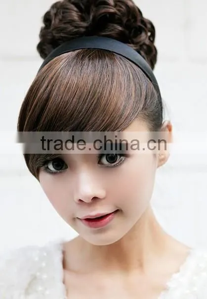 2016 New style heat resistant fiber black hair curly bangs