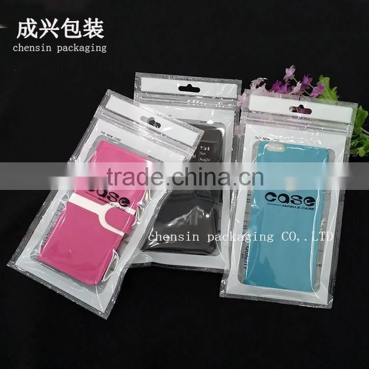 white printing plastic packaging for leather case/phone case packaging bag within zipper/rotogravure printing packaging