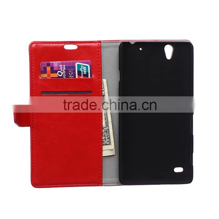 Wholesale Flip Cover Leather Case For Sony C4,For Sony C4 Book Cover Stand Case