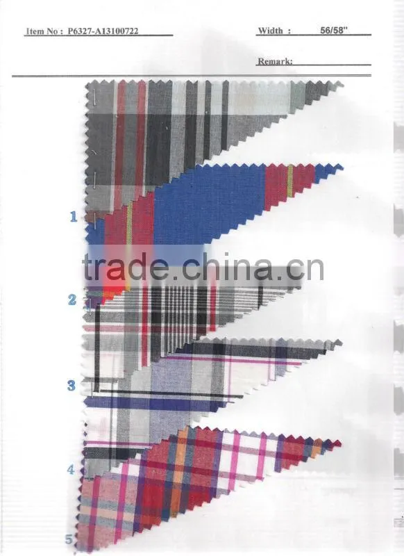 100% Cotton Yarn Dyed Shirting Fabric Textile Stock:P6327-A13100722
