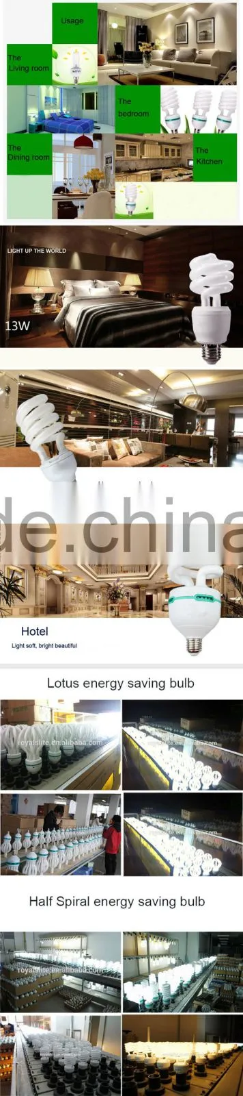 E27/B22 220V Energy Saving Bulb 25W/26W Half spiral CFL light 2700-6500k energy saving light bulb