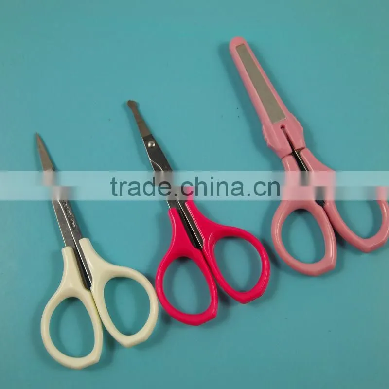 MRJ-020 White color plastic handle sharp tip stainless steel beauty scissors