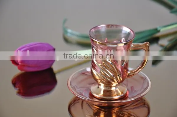 Glass tea cup saucer set