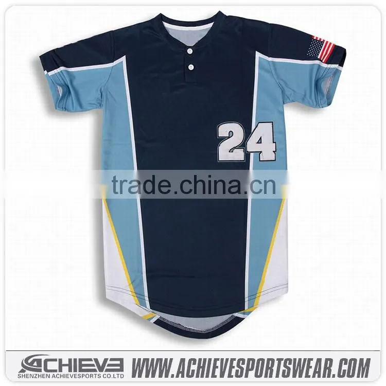 2016 New arrival full sublimation printing polyester baseball shirts custom sublimated baseball jersey